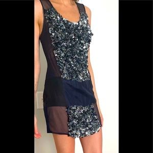 All Saints Sheer Sequin Tank Mesh Cocktail Dress